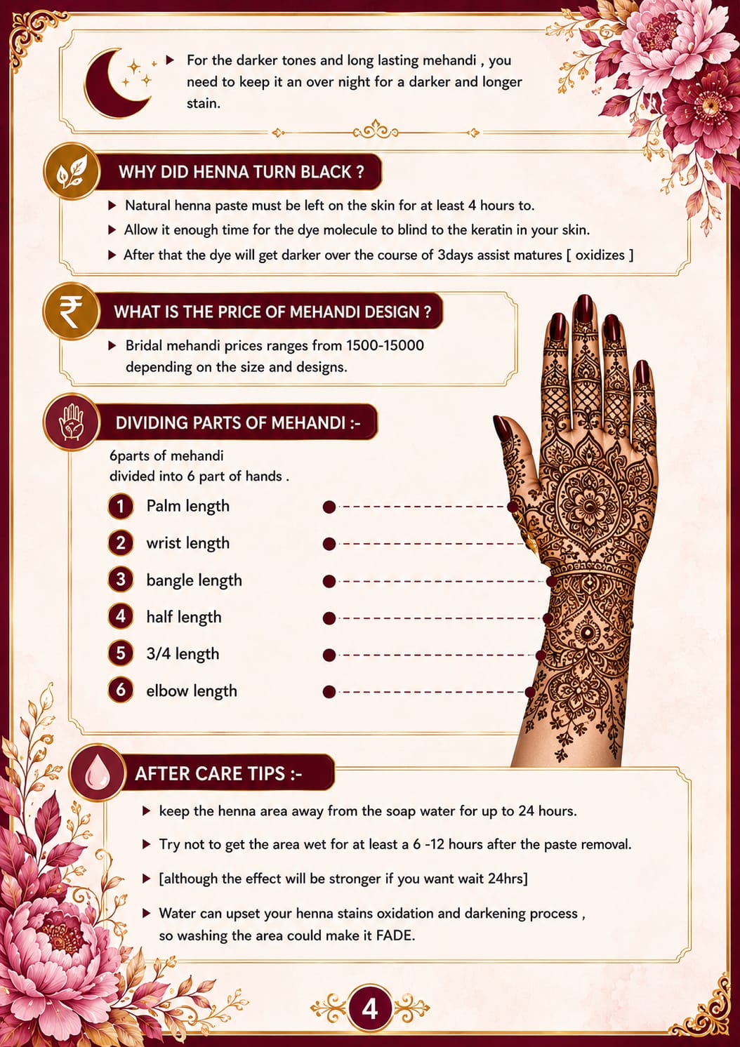 Mehndi care and design guide